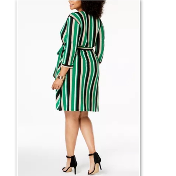 INC Macys Plus Varsity Stripe Faux Wrap Dress 3X - Picture 3 of 5